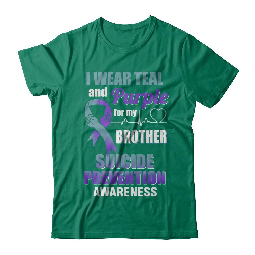 I Wear Teal Purple For My Brother Suicide Prevention-T-Shirt & Hoodie-Classic T-Shirt-Kelly Green