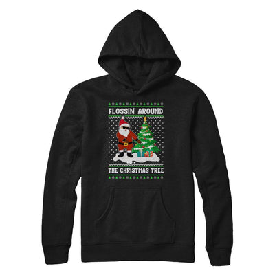 Flossin' Around The Christmas Tree Flossing Ugly Sweater-T-Shirt & Sweatshirt-Pullover Hoodie-Black