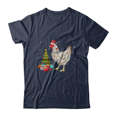 Vintage Chicken Merry Christmas Light Led-T-Shirt & Hoodie-Classic T-Shirt-Navy