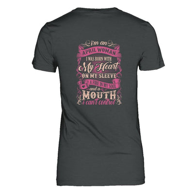 I Am An April Woman I Was Born With My Heart On My Sleeve-T-Shirt & Tank Top-Women's T-Shirt-Dark Heather