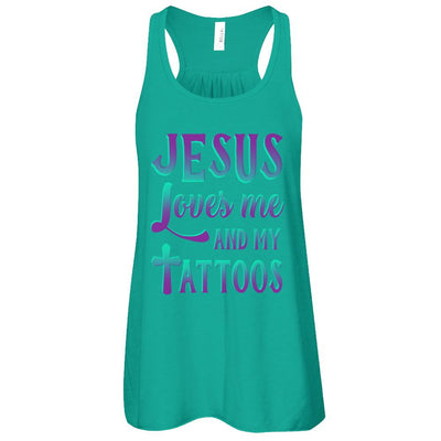 Jesus Just Love Me And My Tattoos Christian-T-Shirt & Tank Top-Women's Flowy Racerback Tank-Kelly