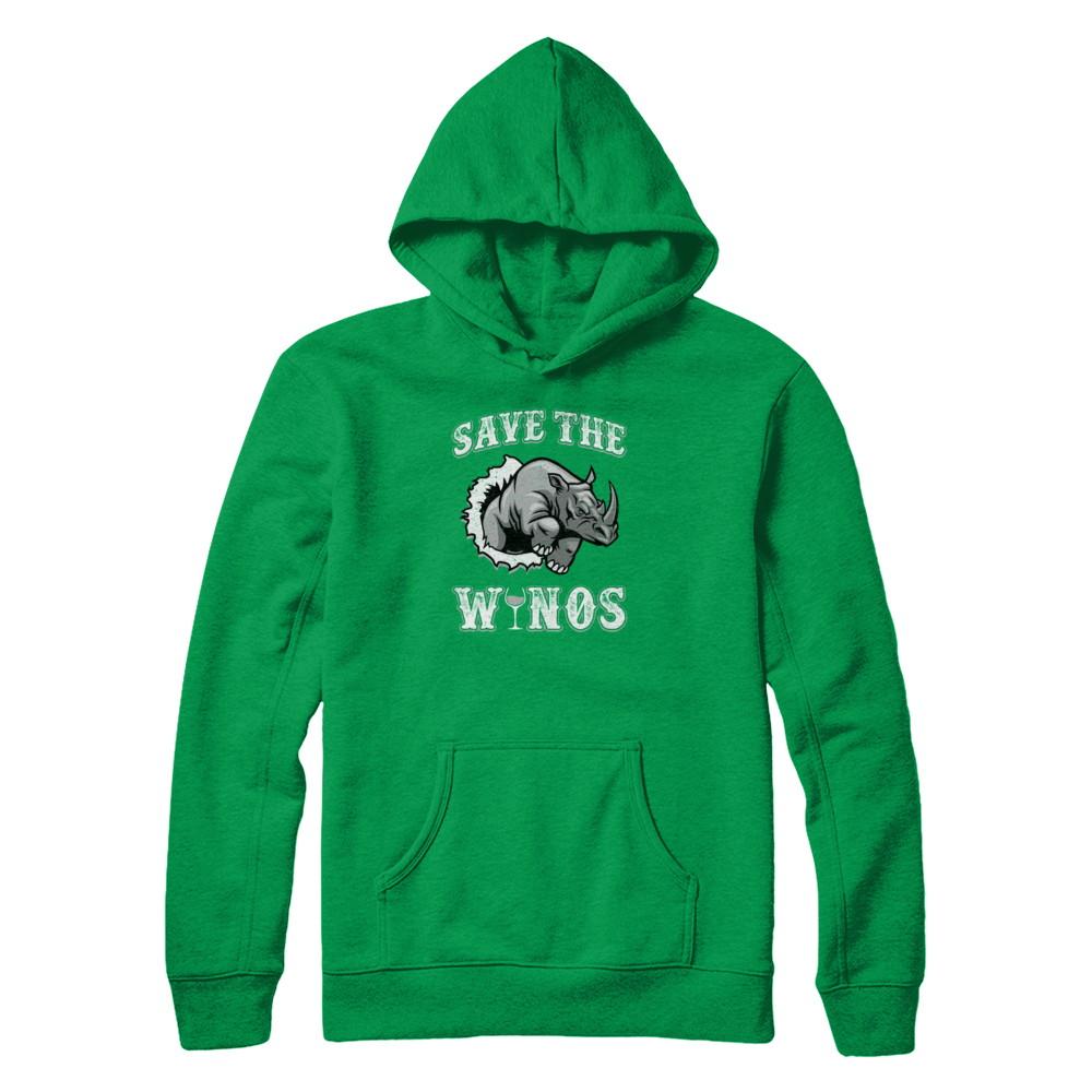 Save The Winos Wine Rhino-T-Shirt & Tank Top-Pullover Hoodie-Irish Green