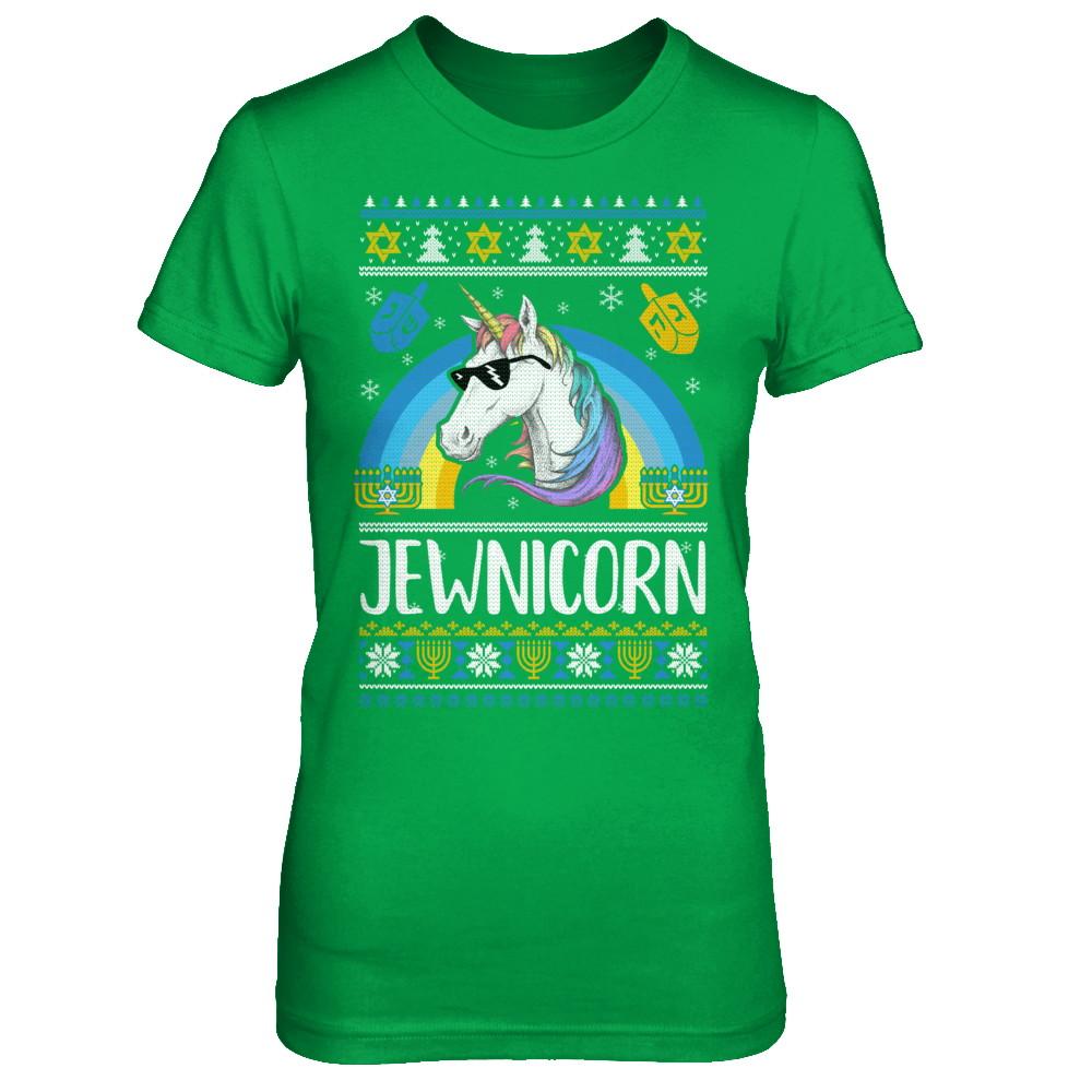 Jewnicorn Funny Jewish Unicorn Hanukkah Chanukah Sweater-T-Shirt & Sweatshirt-Women's T-Shirt-Irish Green