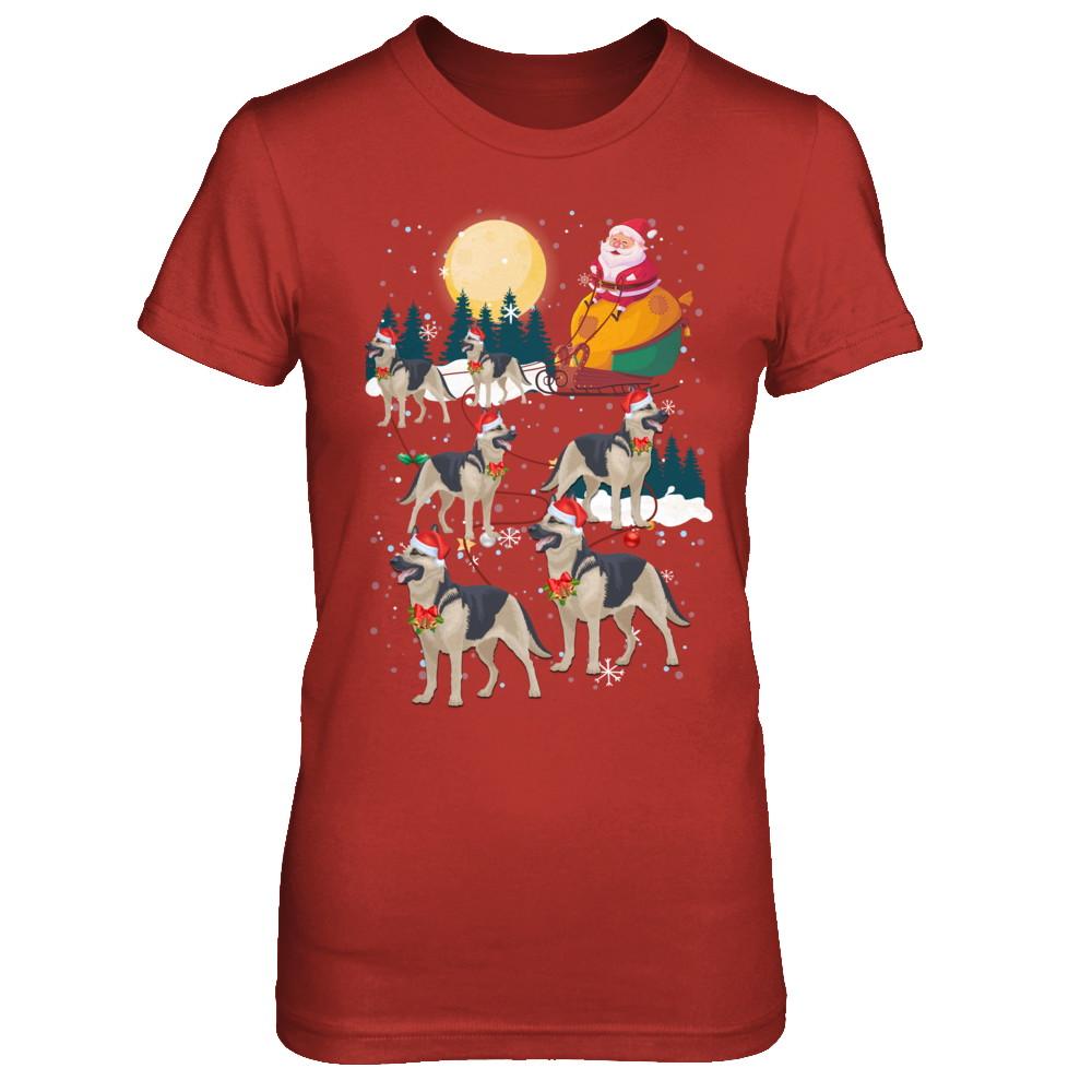 Dog Reindeer German Shepherd Christmas Gift-T-Shirt & Sweatshirt-Women's T-Shirt-Red