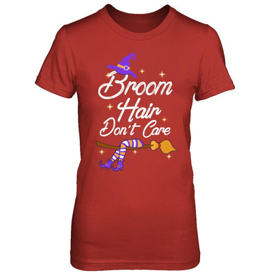 Broom Hair Don't Care Witch Halloween-T-Shirt & Hoodie-Women's T-Shirt-Red