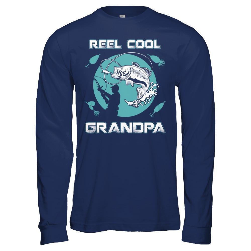 Reel Cool Grandpa-T-Shirt & Hoodie-Long Sleeve T-Shirt-Navy