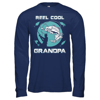 Reel Cool Grandpa-T-Shirt & Hoodie-Long Sleeve T-Shirt-Navy