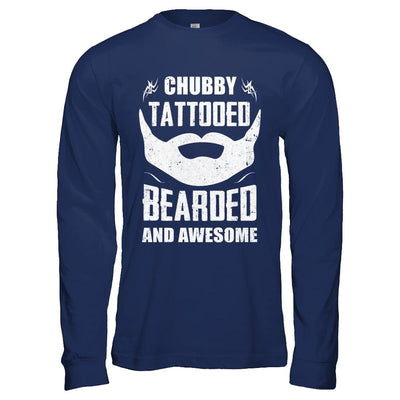 Chubby Tattooed Bearded And Awesome Tattoos-T-Shirt & Hoodie-Long Sleeve T-Shirt-Navy