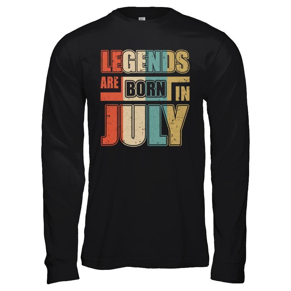 Classic Vintage Legends Are Born In July Birthday-T-Shirt & Hoodie-Long Sleeve T-Shirt-Black