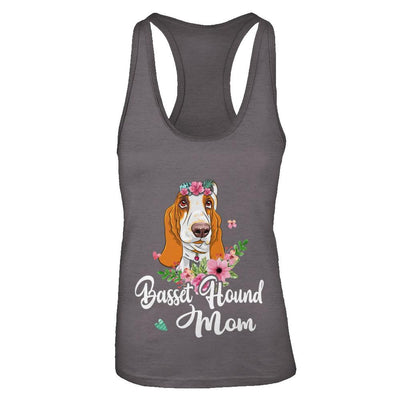 Basset Hound Mom Funny Dog Mom Gift Idea-T-Shirt & Tank Top-Women's Ideal Racerback Tank-Dark Grey