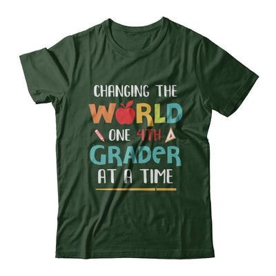 Changing The World One 4th Grader Back To School Teacher-T-Shirt & Hoodie-Classic T-Shirt-Forest Green