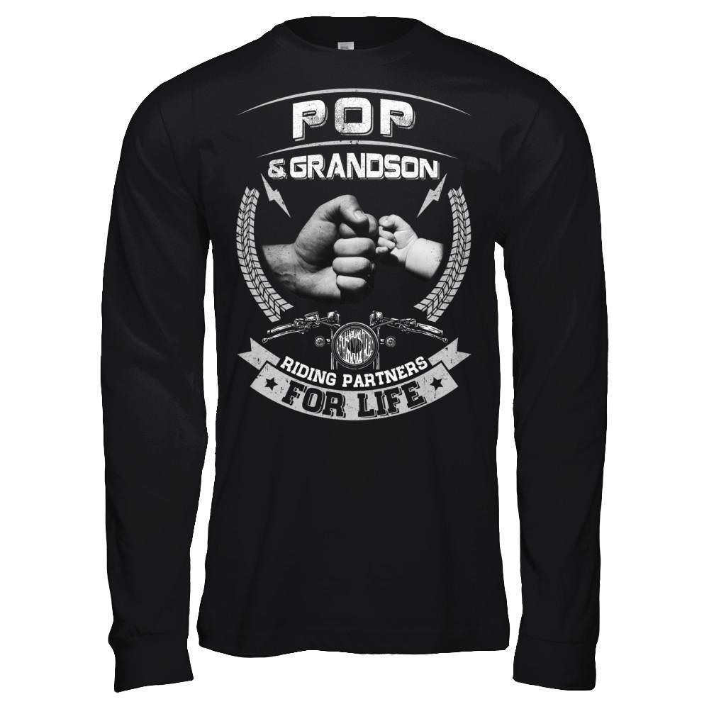 Motocross Pop And Grandson Riding Partners For Life-T-Shirt & Hoodie-Long Sleeve T-Shirt-Black