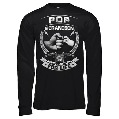 Motocross Pop And Grandson Riding Partners For Life-T-Shirt & Hoodie-Long Sleeve T-Shirt-Black