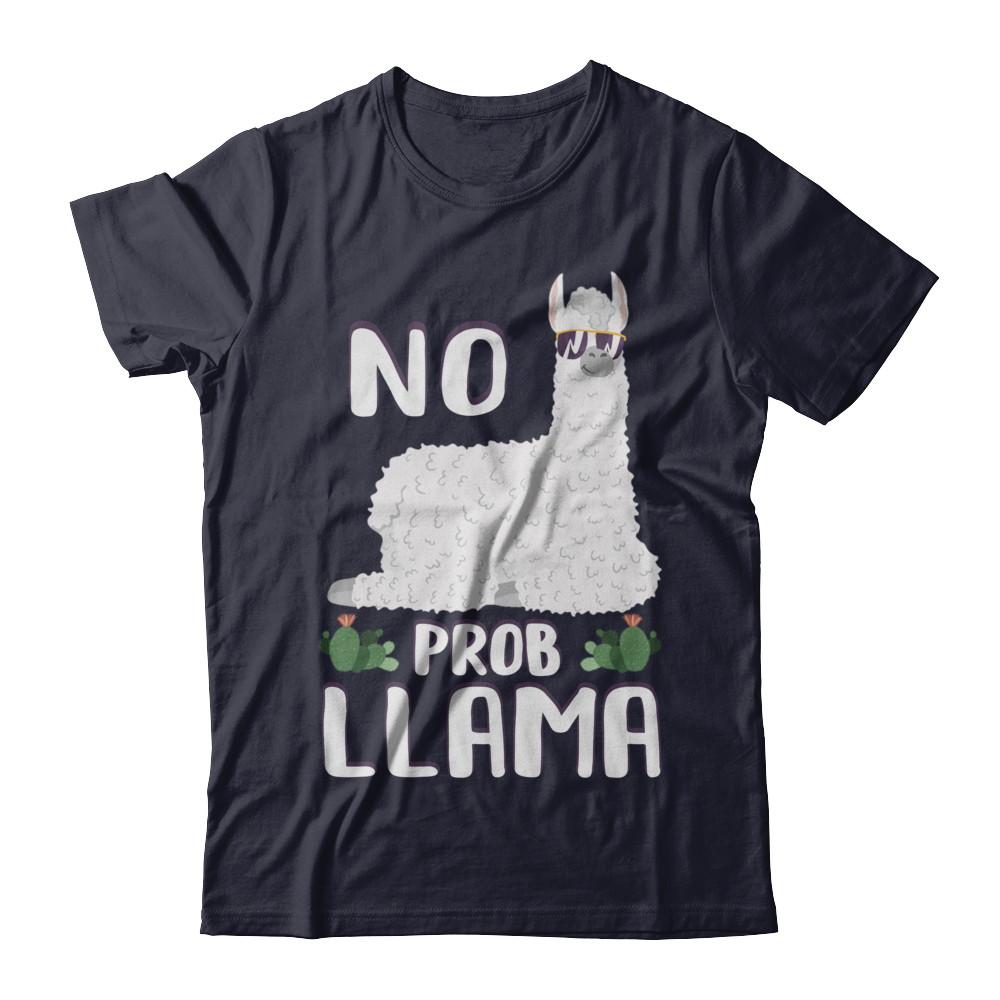 No Prob Llama No Drama Mama Alpaca Llamacorn-T-Shirt & Hoodie-Premium T-Shirt-Midnight Navy