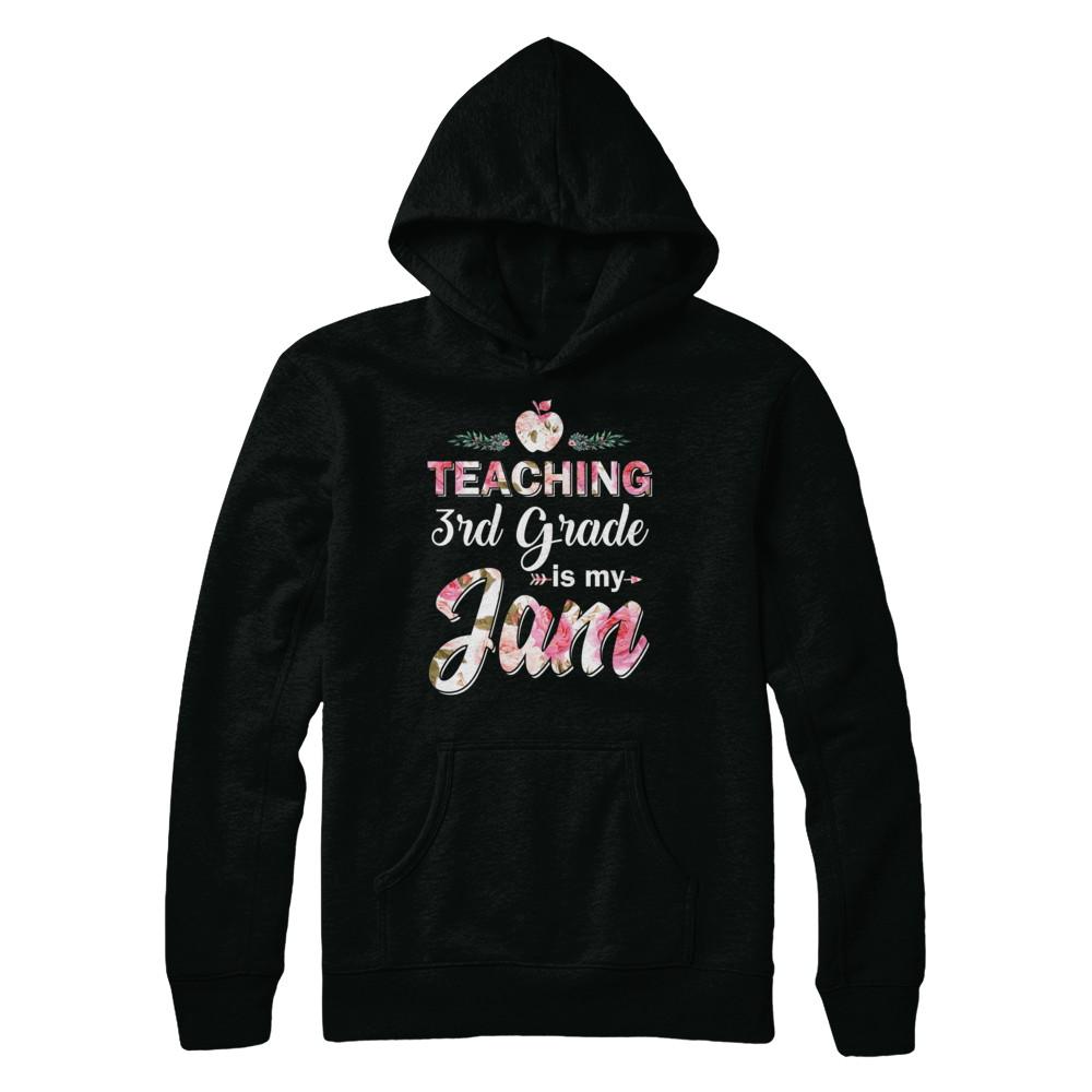 Teaching 3rd Grade Is My Jam Back To School Teacher-T-Shirt & Hoodie-Pullover Hoodie-Black