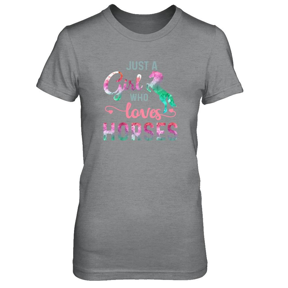 Just A Girl Who Loves Horses Horse Lover-T-Shirt & Tank Top-Women's T-Shirt-Sport Grey