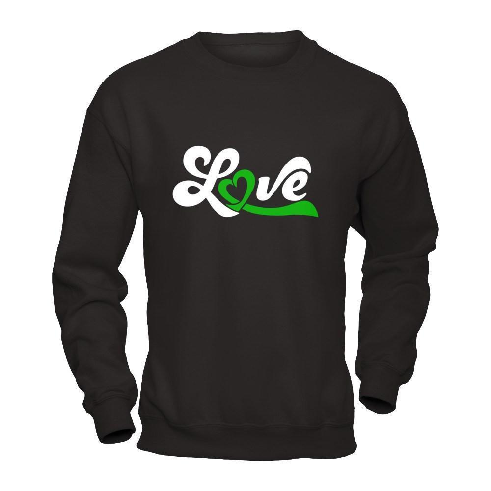 Love Green Awareness Ribbon-T-Shirt & Hoodie-Crewneck Sweatshirt-Black