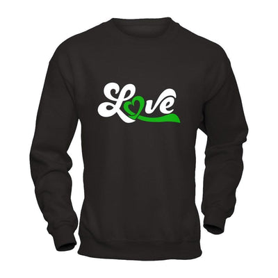 Love Green Awareness Ribbon-T-Shirt & Hoodie-Crewneck Sweatshirt-Black