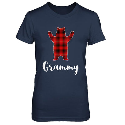Red Grammy Bear Buffalo Plaid Family Christmas Pajamas-T-Shirt & Sweatshirt-Women's T-Shirt-Navy