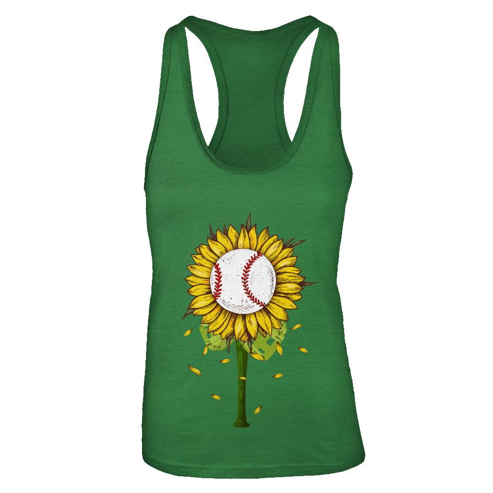 Sunflower Baseball Mom Daughter Lover Gift-T-Shirt & Tank Top-Women's Ideal Racerback Tank-Kelly Green
