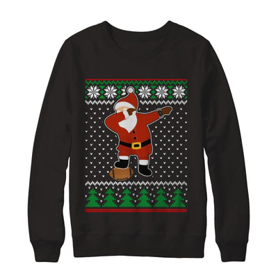 Dabbing Santa Football Ugly Sweater Christmas-T-Shirt & Sweatshirt-Crewneck Sweatshirt-Black