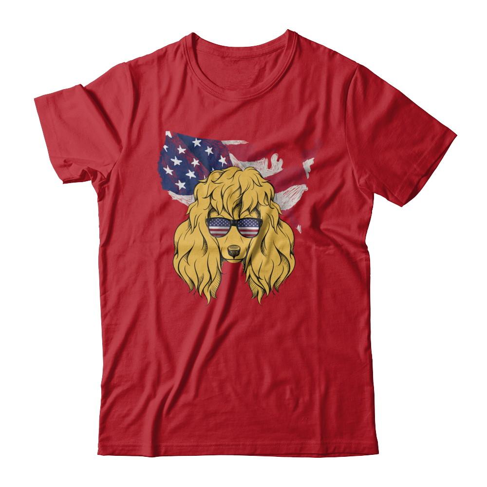 Funny Patriot Poodle Dog 4Th Of July American Flag-T-Shirt & Hoodie-Classic T-Shirt-Red