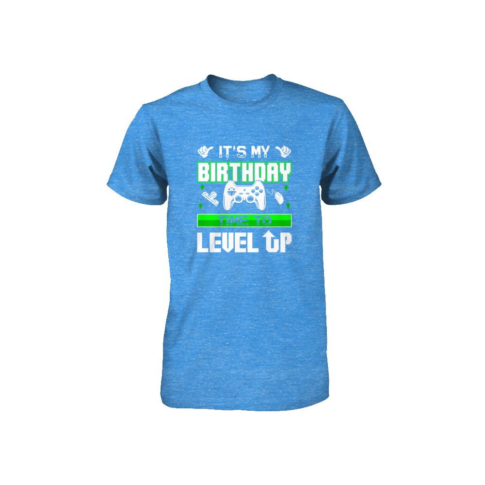 It's My Birthday Time To Level Up Youth-Youth Shirt-Youth T-Shirt-True Royal Triblend