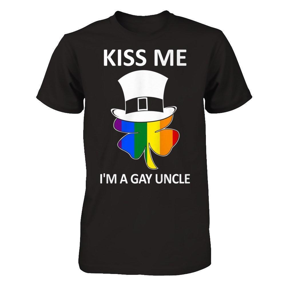 Kiss Me I'm A Gay Uncle Lgbt St Patrick's Day-T-Shirt & Hoodie-Classic T-Shirt-Black