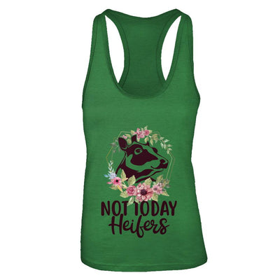 Funny Farmer Women Girl Cow Not Today Heifer-T-Shirt & Tank Top-Women's Ideal Racerback Tank-Kelly Green
