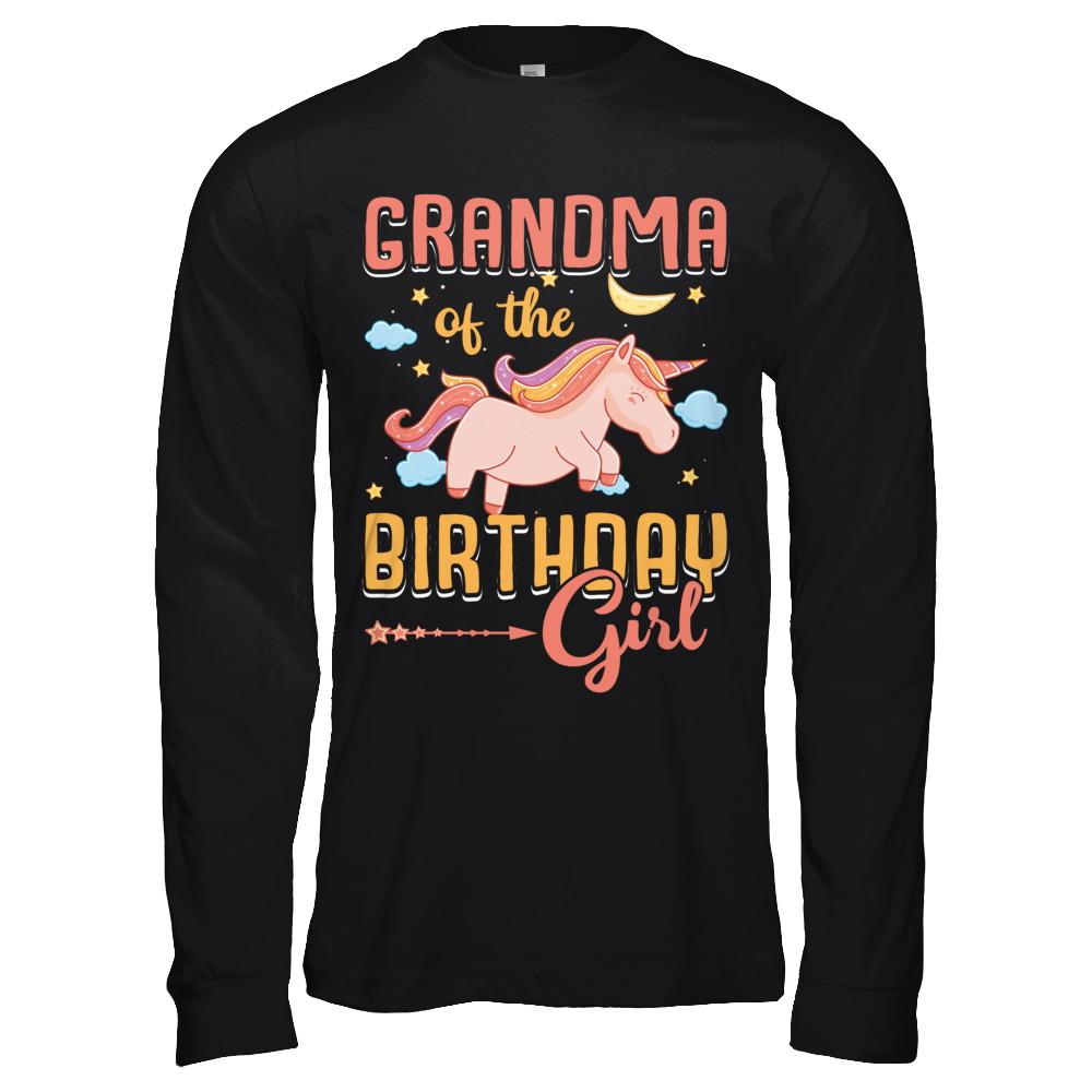 Grandma Of The Birthday Girl Unicorn-T-Shirt & Hoodie-Long Sleeve T-Shirt-Black