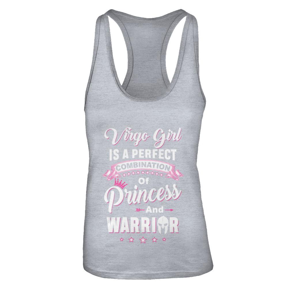 Virgo Girl Princess Warrior August September Birthday-T-Shirt & Tank Top-Women's Ideal Racerback Tank-Heather Grey