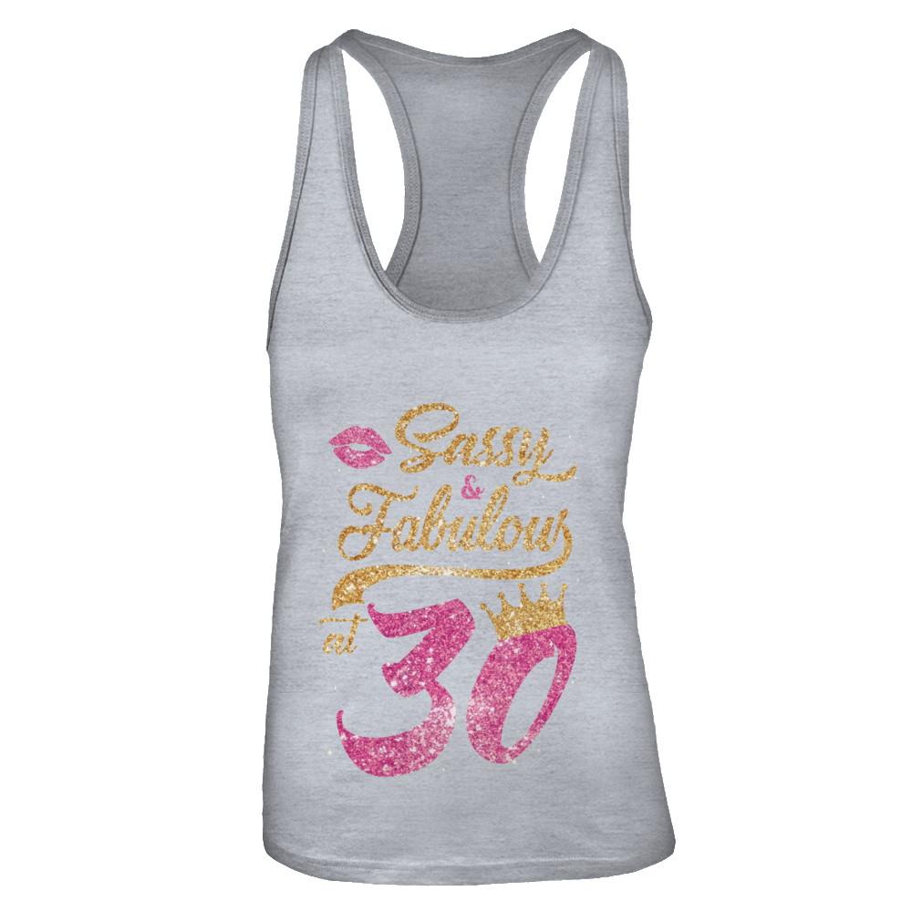 Sassy And Fabulous At 30th 1991 Birthday Gift-T-Shirt & Tank Top-Women's Ideal Racerback Tank-Heather Grey