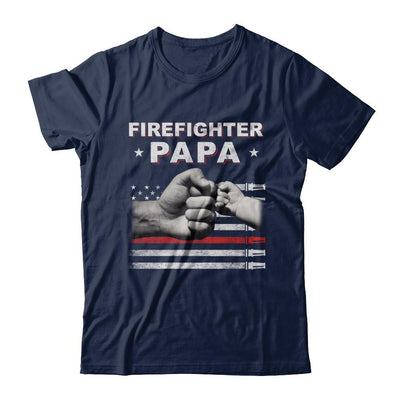 Firefighter Fireman Papa American Flag Fathers Day-T-Shirt & Hoodie-Classic T-Shirt-Navy