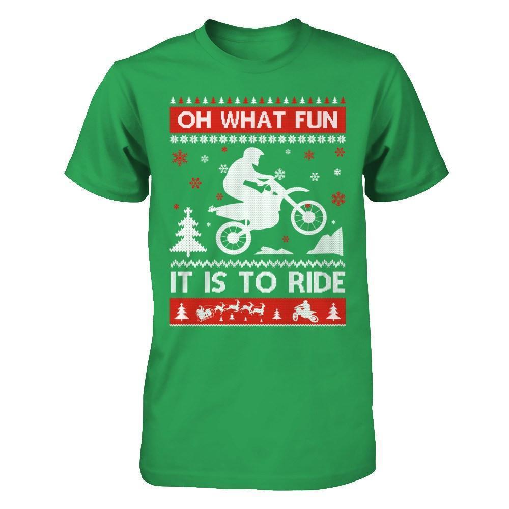 Motocross Sweater Christmas Oh What Fun It Is To Ride-T-Shirt & Hoodie-Premium T-Shirt-Kelly Green