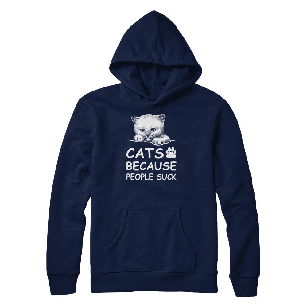 Cats Because People Suck-T-Shirt & Tank Top-Pullover Hoodie-Navy