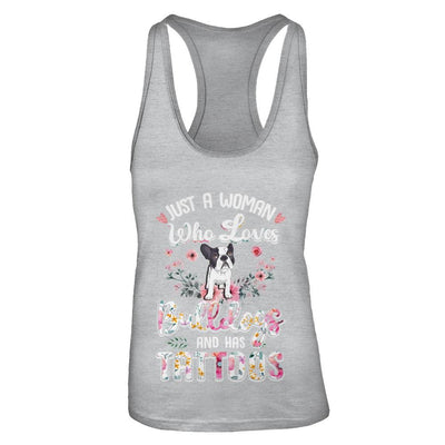 Just A Woman Who Loves Bulldogs And Has Tattoos-T-Shirt & Tank Top-Women's Ideal Racerback Tank-Heather Grey
