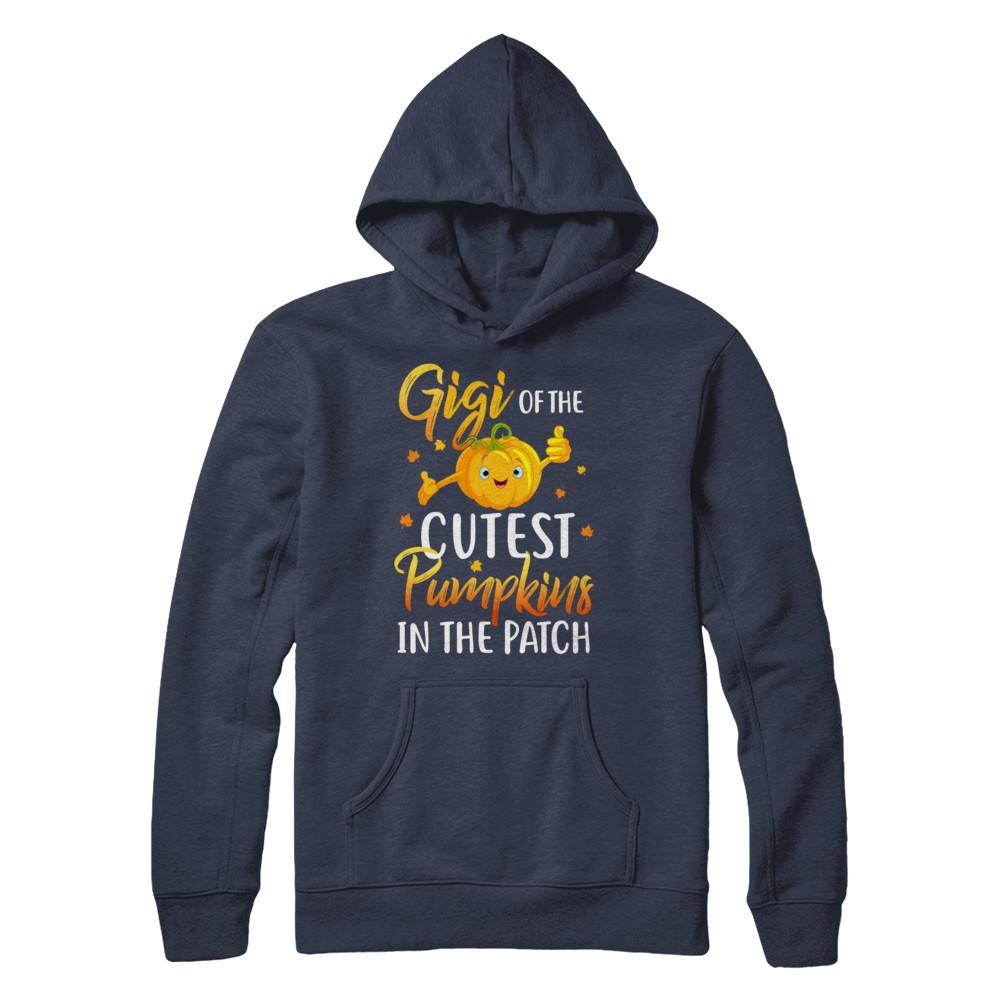 Halloween Gigi Of Cutest Pumpkins In The Patch-T-Shirt & Hoodie-Pullover Hoodie-Navy