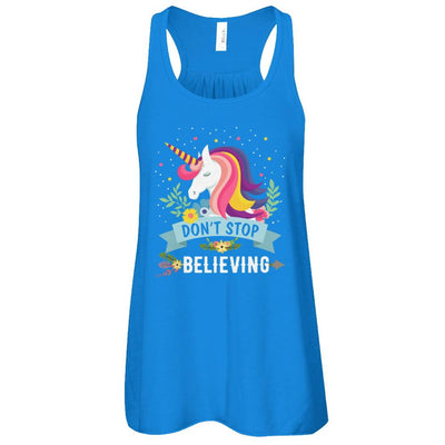 Unicorn Don't Stop Believing-T-Shirt & Tank Top-Women's Flowy Racerback Tank-True Royal