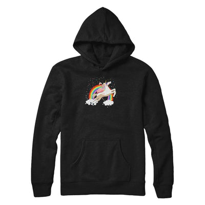 Flamingo Pink Bird Riding Unicorn-T-Shirt & Tank Top-Pullover Hoodie-Black