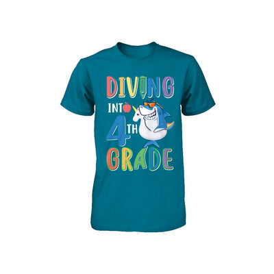 Diving Into 4th Grade Back To School Shark Youth-Youth Shirt-