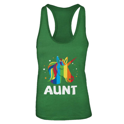 LGBT Pride Lesbian Gay Proud Aunt Unicorn-T-Shirt & Tank Top-Women's Ideal Racerback Tank-Kelly Green