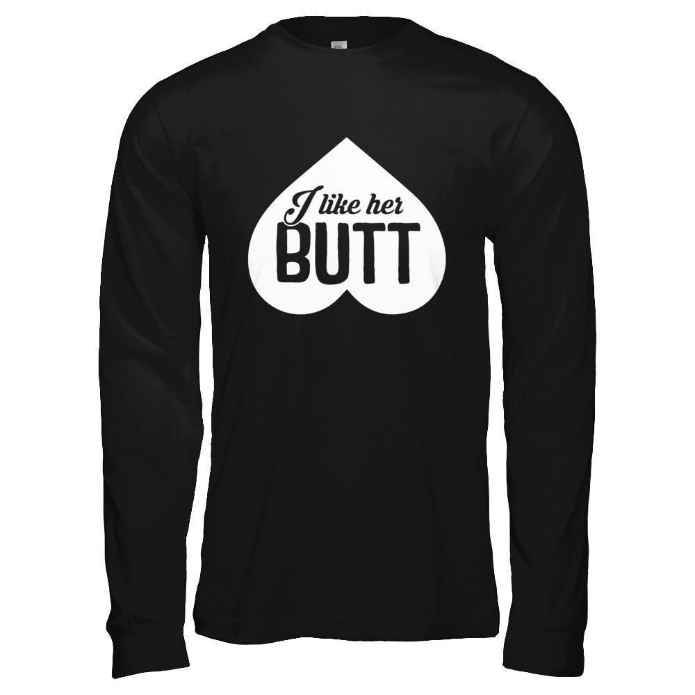 I Like Her Butt Couple-T-Shirt & Hoodie-Long Sleeve T-Shirt-Black