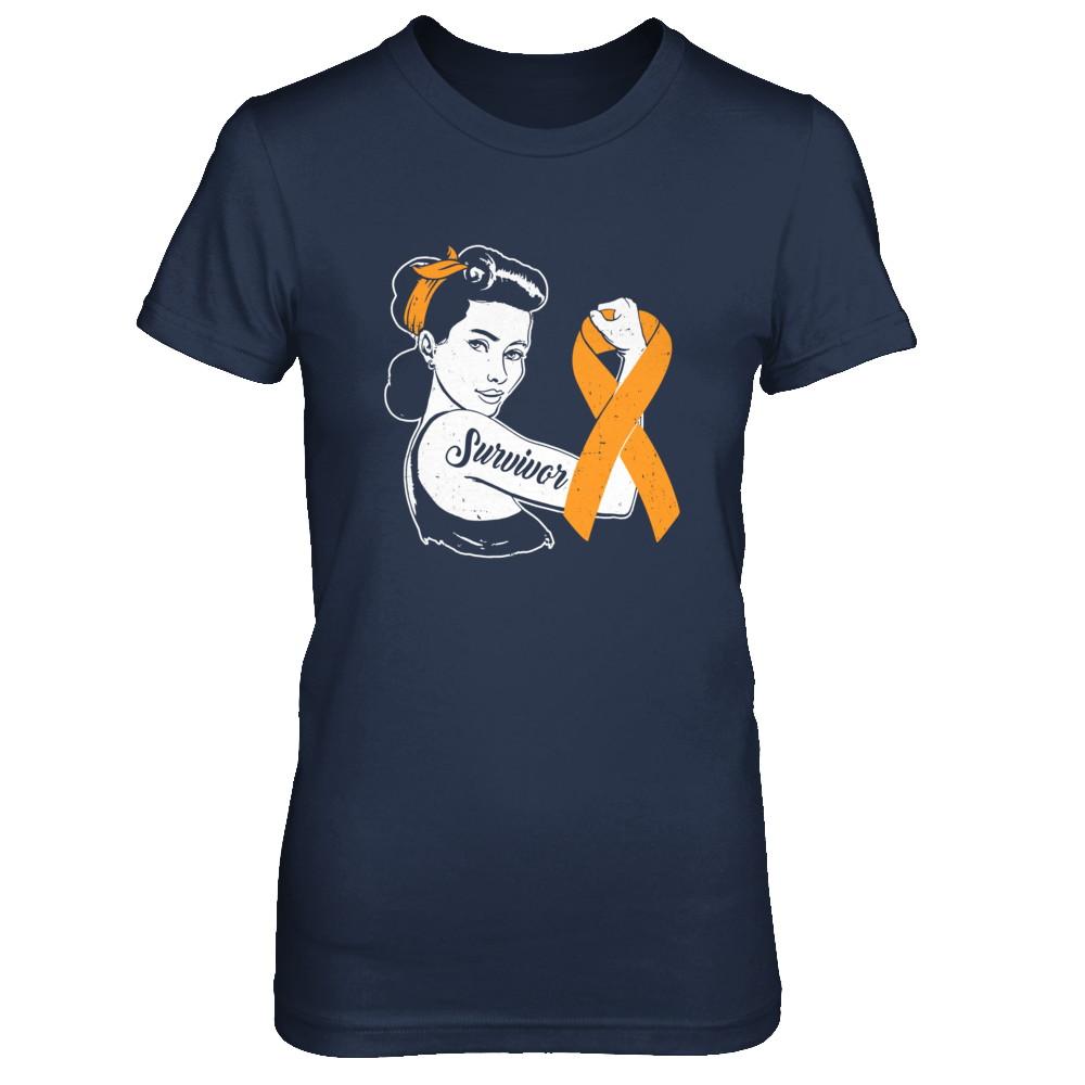 We Can Cure It Multiple Sclerosis Orange Awareness Survivor-T-Shirt & Hoodie-Women's T-Shirt-Navy