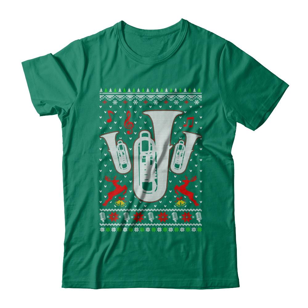 Santa Tuba Ugly Christmas Sweater Gifts-T-Shirt & Sweatshirt-Classic T-Shirt-Kelly Green