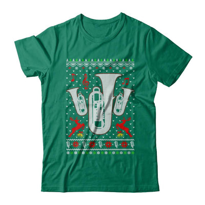 Santa Tuba Ugly Christmas Sweater Gifts-T-Shirt & Sweatshirt-Classic T-Shirt-Kelly Green