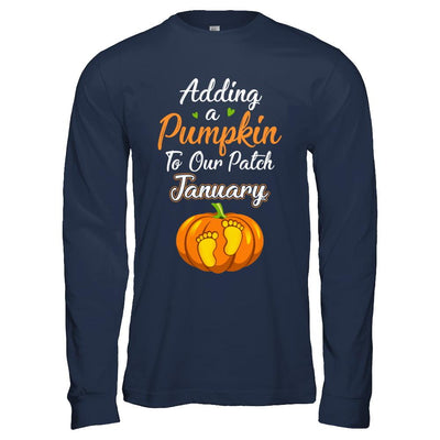 Halloween Pumpkin Pregnancy Mom Due Date In January 2021-T-Shirt & Hoodie-Long Sleeve T-Shirt-Navy