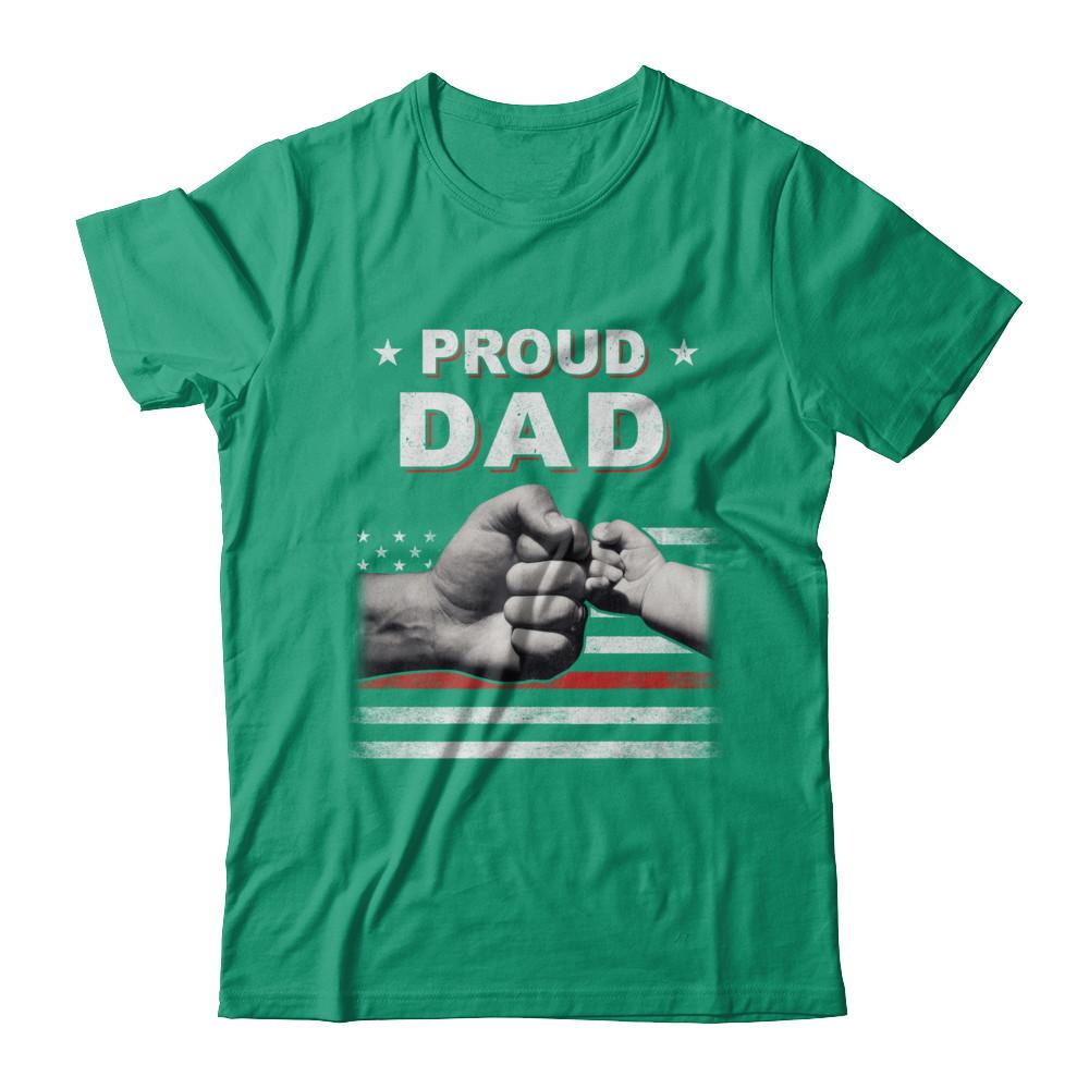 Proud Dad Fireman Firefighter Thin Red Line Flag Fathers Day-T-Shirt & Hoodie-Classic T-Shirt-Kelly Green