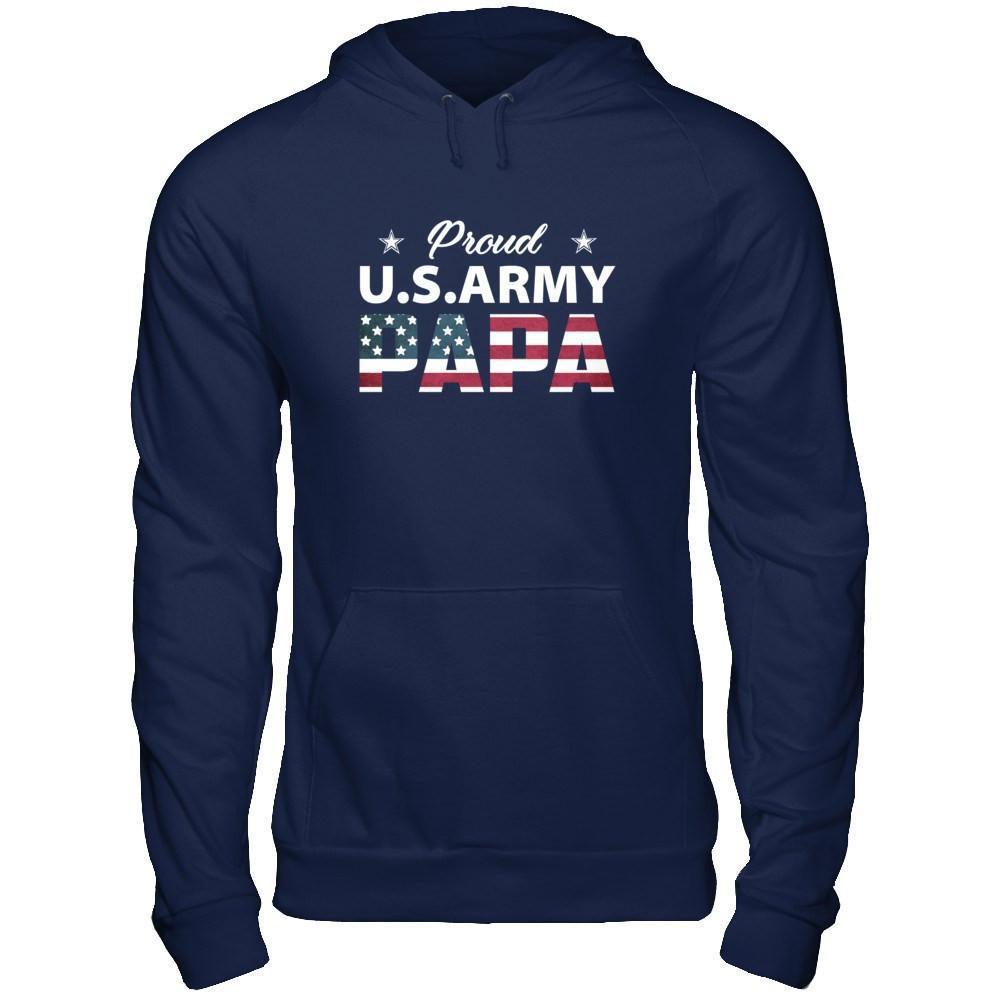 Proud Us Army Papa-T-Shirt & Hoodie-Pullover Hoodie-Navy