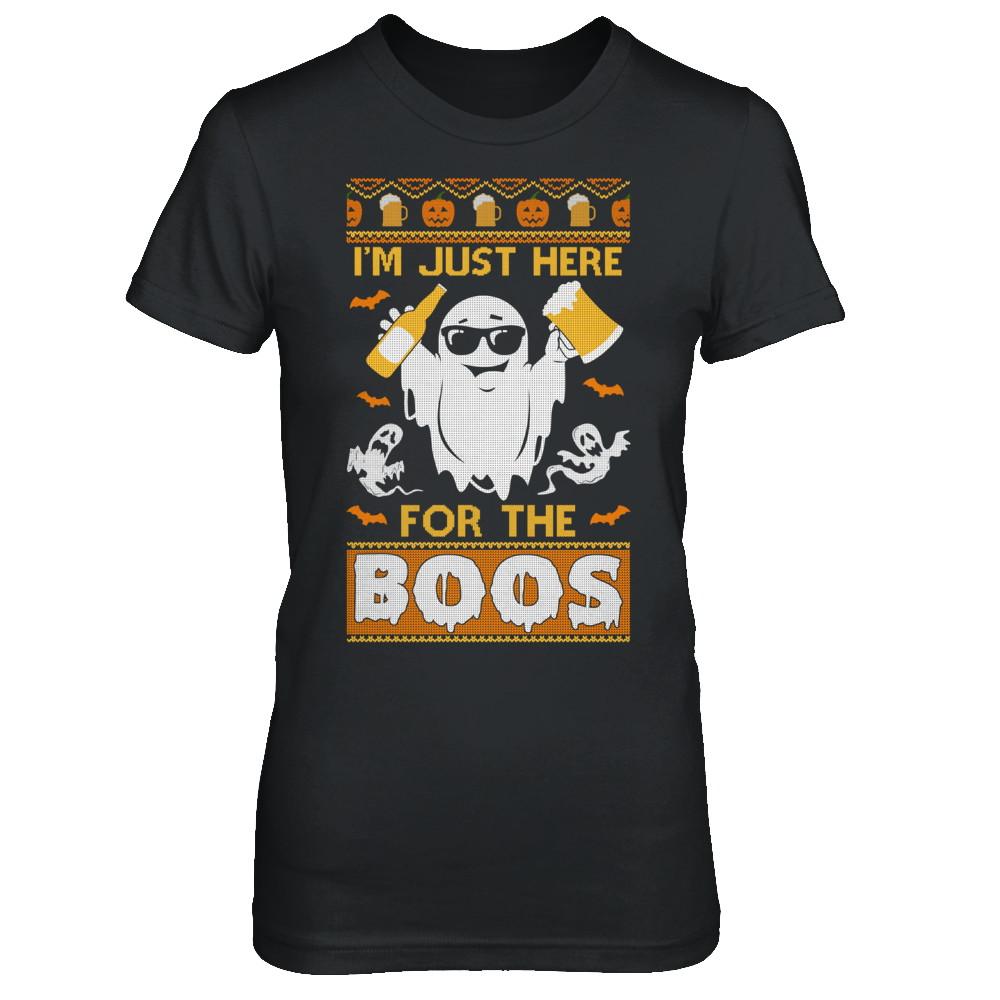 I'm Just Here For The Boos Halloween Ugly Sweater-T-Shirt & Hoodie-Women's T-Shirt-Black