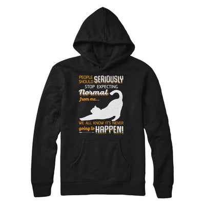 Cat People Should Seriously Stop Expecting Normal-T-Shirt & Sweatshirt-Pullover Hoodie-Black